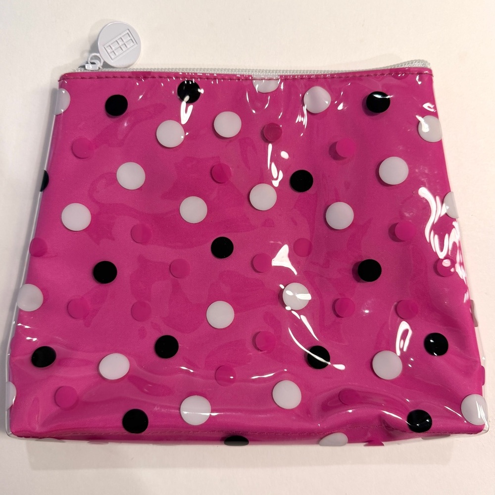 Elizabeth Arden Pink Polka Dot Vinyl Makeup Bag